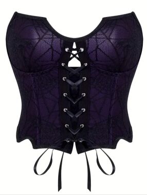 Lace Black Purple Lace Corset Top